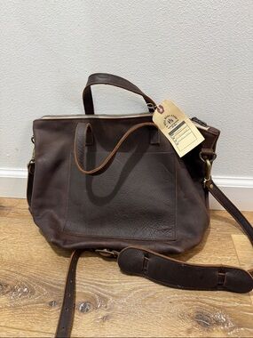 Leather Tote Bag in Dark Brown - Unbranded